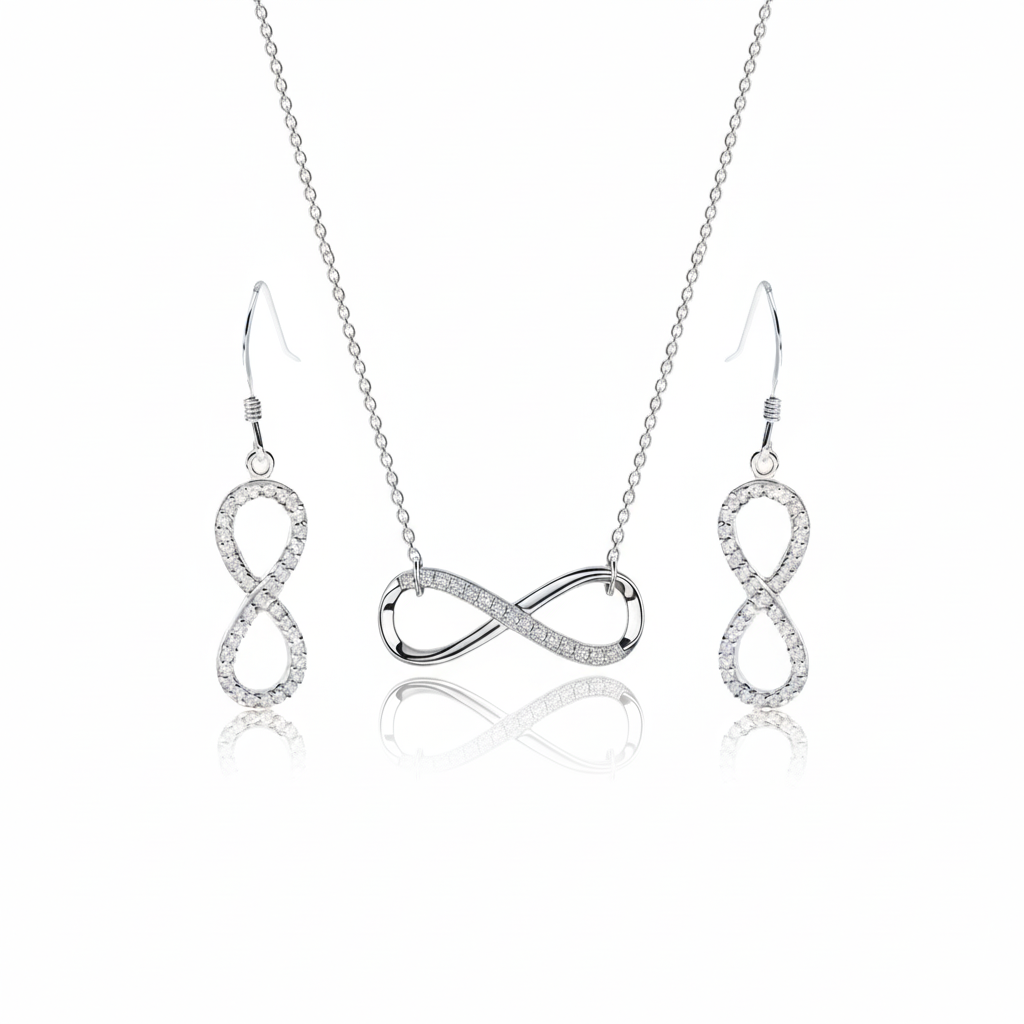 Set Elegant din Argint 925 Infinit – Colier și Cercei cu Zirconii [4]