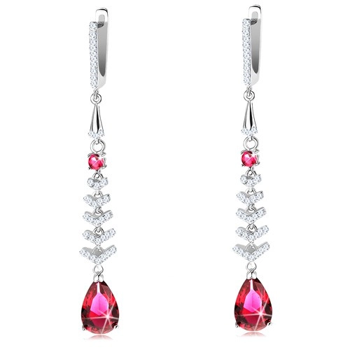 Set pandantiv şi cercei din argint 925, lacrimă roşu cu ţepi strălucitori [3]