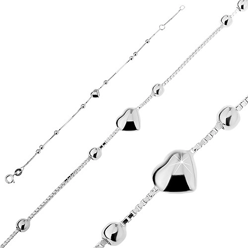 Be ready, Be Cool, Be Back to School - Brățară argint 925 - inimă rotundă cu bile