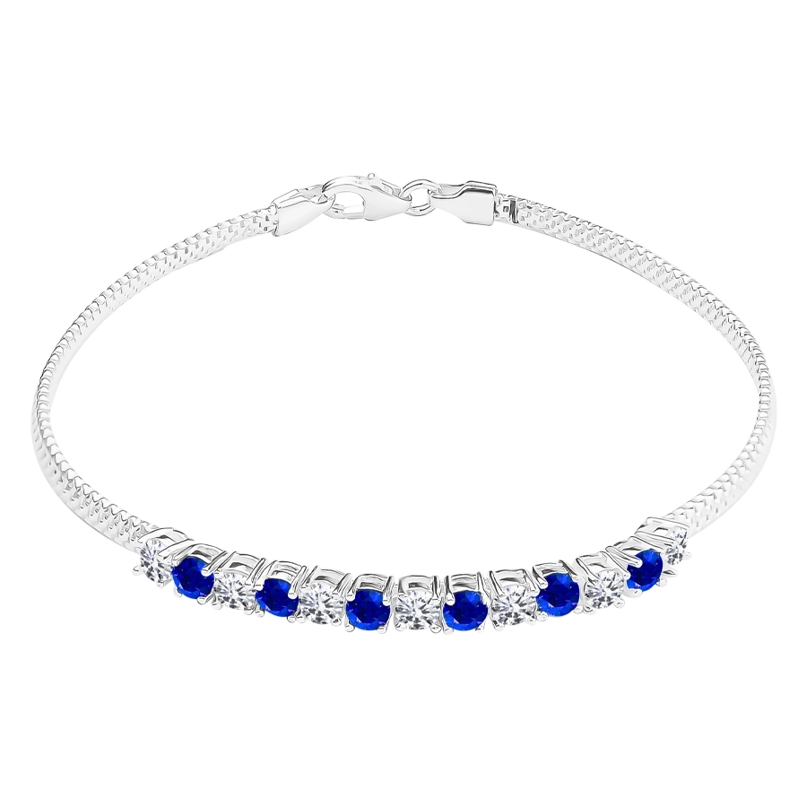 Brațări - Brățară din argint 925 - zirconii albastre și transparente în relief