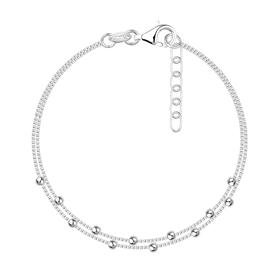 Brațări - Brățară din argint 925 cu doua rânduri de bile lucioase netede