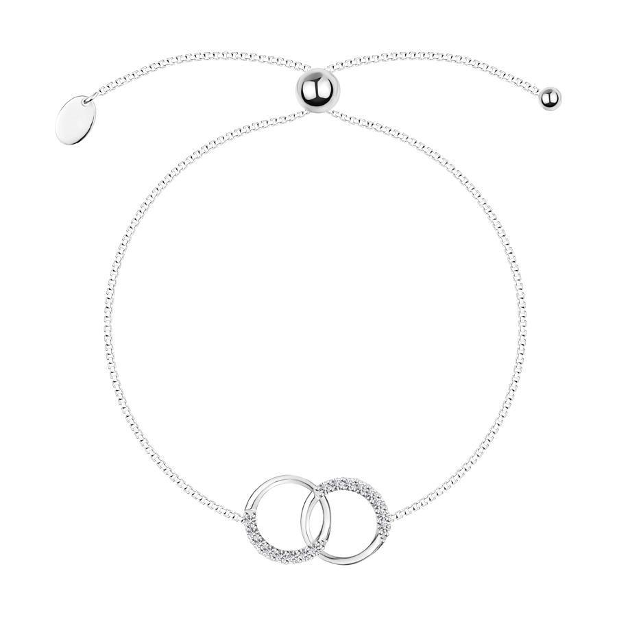 Be ready, Be Cool, Be Back to School - Brățară din argint 925  cercuri împletite, zirconii transparente