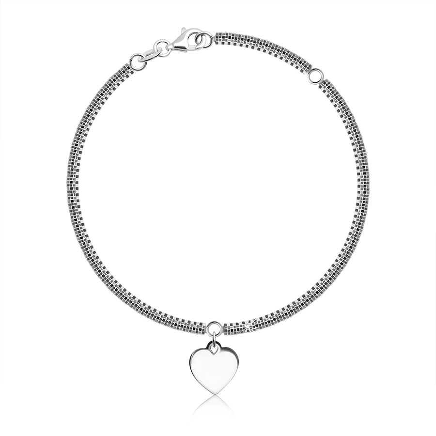 Brățară din argint 925 - lanț de șah, verigi în formă de pătrat, inimă [2]