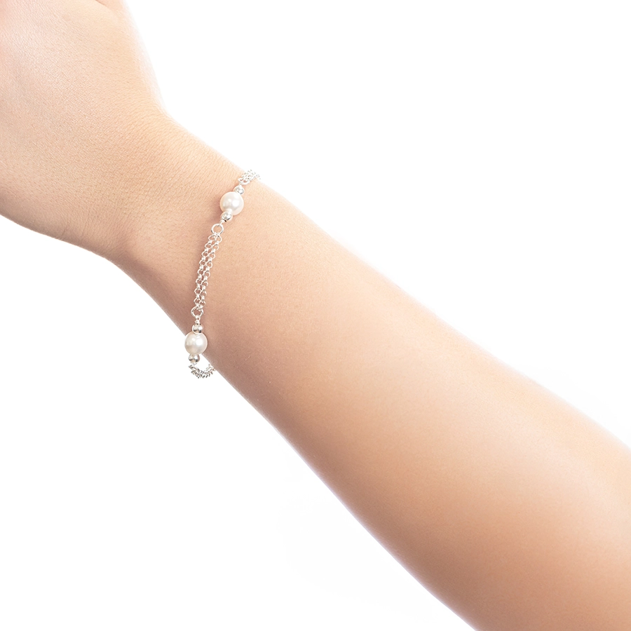 Brățară din argint 925 - lanț dublu, mărgele, perle sintetice [1]