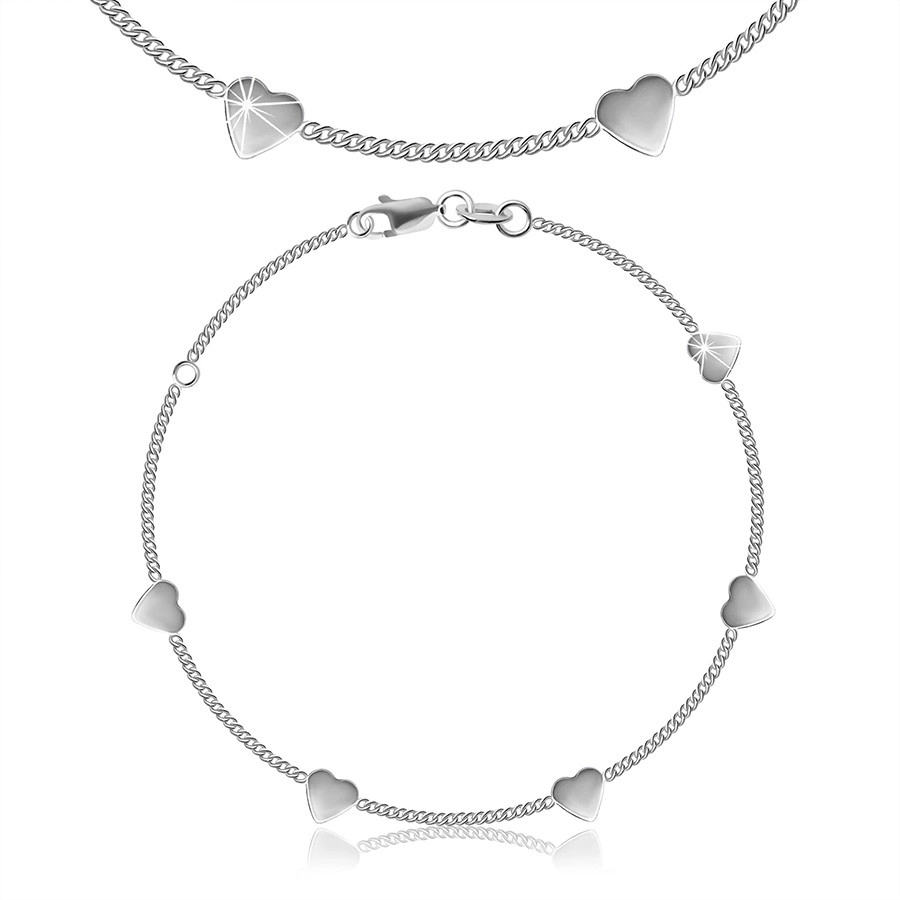 Be ready, Be Cool, Be Back to School - Brățară din argint 925 - lanț realizat din verigi ovale, inimi lucioase