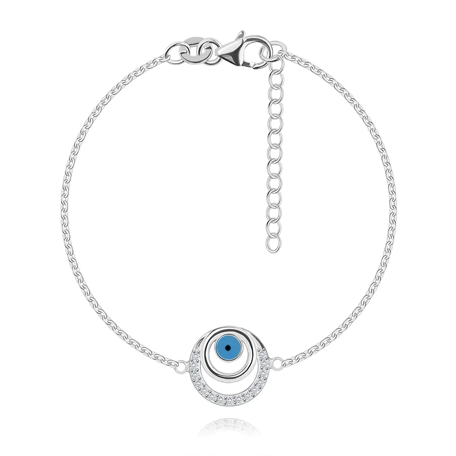 Brațări - Brățară din argint 925 - ochiul Fatimei în contur de inel, zirconii transparente