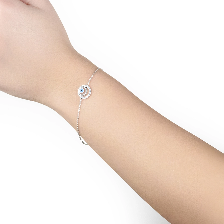 Brățară din argint 925 - ochiul Fatimei în contur de inel, zirconii transparente [1]