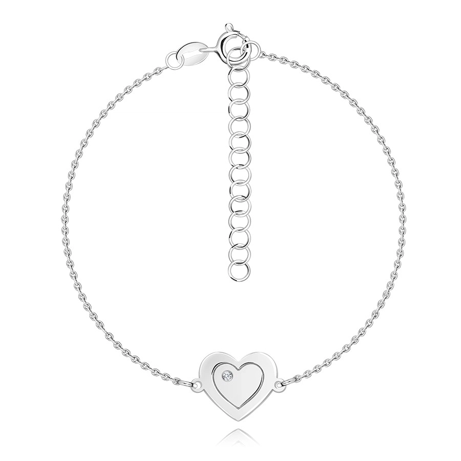 Brățară Elegantă din Argint 925 Diamond Heart cu Diamant Transparent [2]