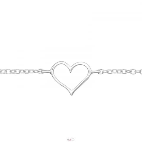 Iubire - Brățară inimă cu lanț argint 925
