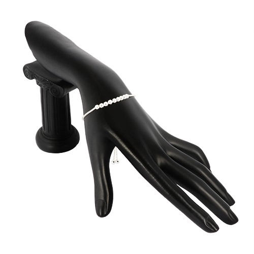 Brațară reglabilă din argint 925 - lanț unghiular, bile lucioase [4]