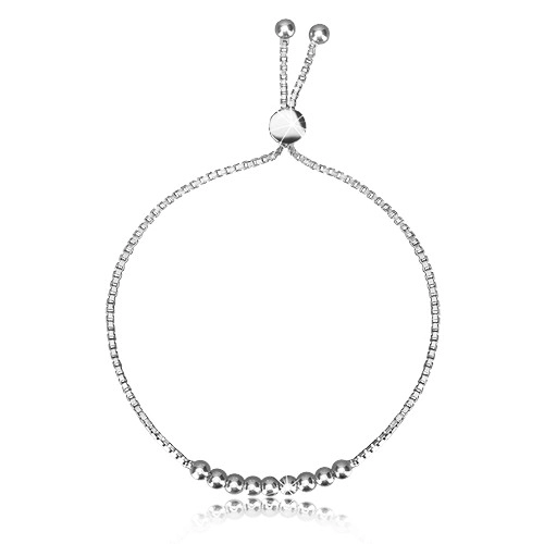 Brațară reglabilă din argint 925 - lanț unghiular, bile lucioase [2]