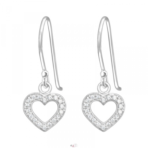 Iubire - Cercei inima cu zirconii transparente
