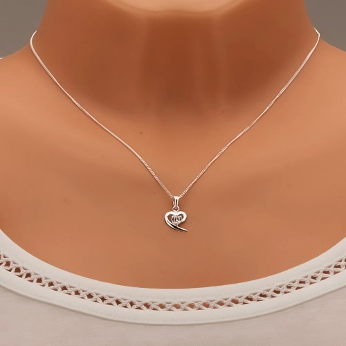 Colier din argint 925, contur asimetric de inimă, zirconiu transparent [1]