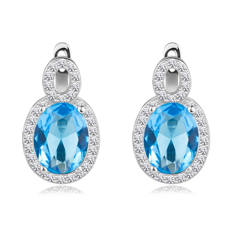 Set argint 925, pandantiv și cercei, zircon oval de culoare acvamarin [4]