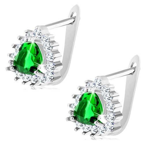 Set din argint 925 format din pandantiv şi cercei zircon verde [2]