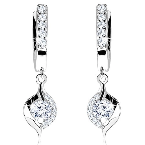 Set din argint 925, pandantiv şi cercei, picătură cu un zirconiu rotund, transparent [2]