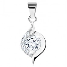 Set din argint 925, pandantiv şi cercei, picătură cu un zirconiu rotund, transparent [3]