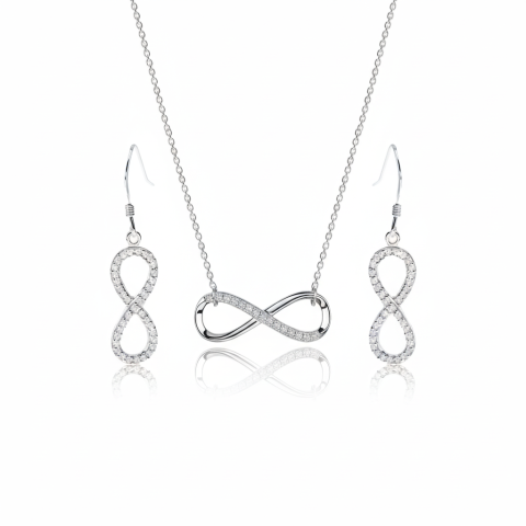 Set Elegant din Argint 925 Infinit – Colier și Cercei cu Zirconii [3]