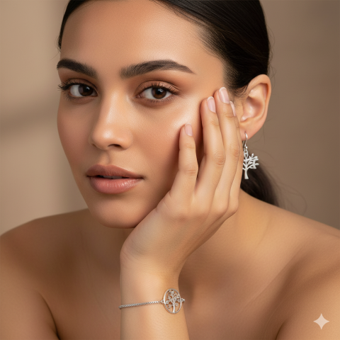 Cercei - Setul de Bijuterii „Arborele Vieții” din Argint 925 – Simbol al Conexiunii și Echilibrului