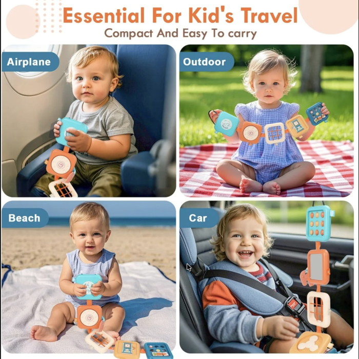 Busy Cube pliabil cu 8 activitati senzoriale Montessori pentru copii 12 luni+ [8]