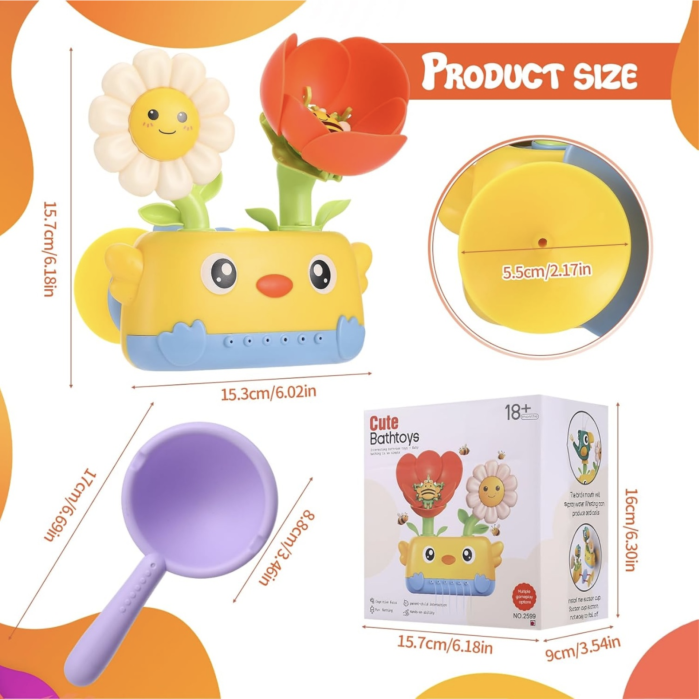 Set jucarie interactiva de baie Flori vesele cu ventuze pentru copii 18 luni+ [7]