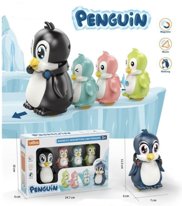Jucarie interactiva magnetica Trenuletul familiei de 4 pinguini [2]