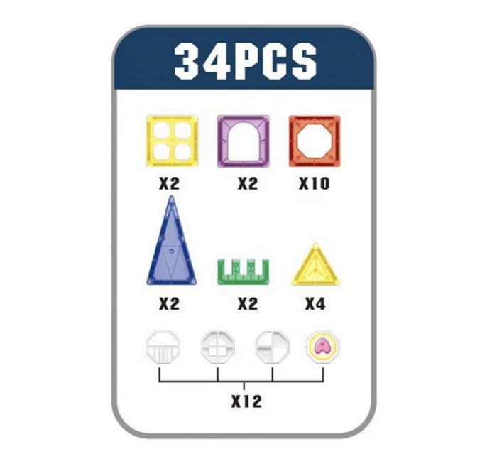 Set 34 piese magnetice de constructie, multicolor, 3 ani+ [9]