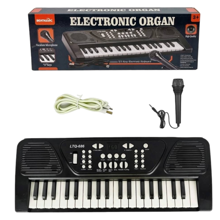 Orga Electronica Cu Microfon 37 Clape Music Cablu USB Negru 3 Ani [4]