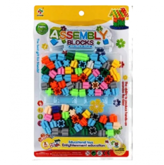 Set 84 piese constructie copii, plastic colorat