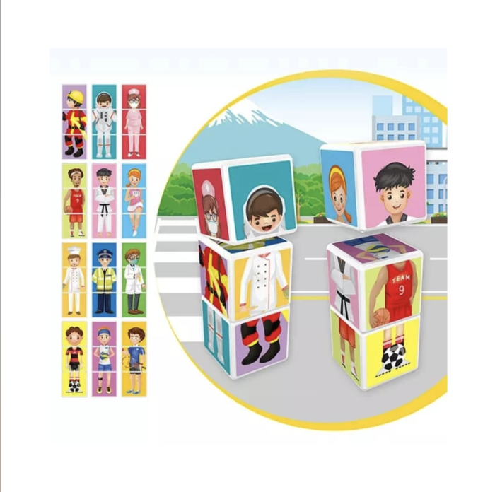 Joc educativ Set 6 cuburi magnetice meserii, 6 piese, meserii [5]