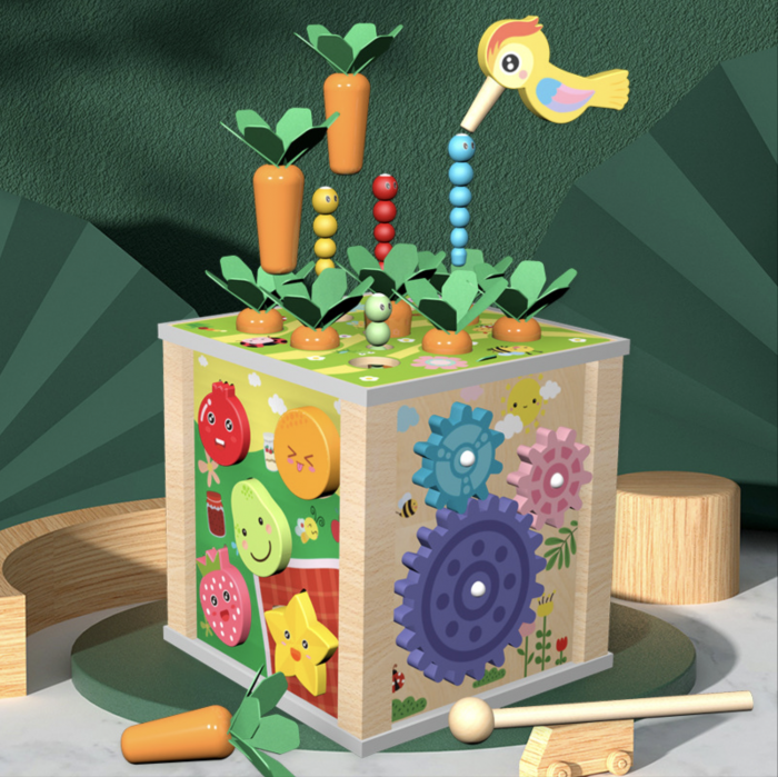 Cub multifunctional Montessori 6 in 1 cu Ciocanitoare, din lemn [5]