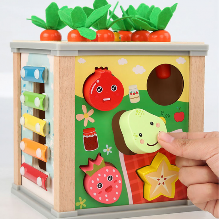 Cub multifunctional Montessori 6 in 1 cu Ciocanitoare, din lemn [2]