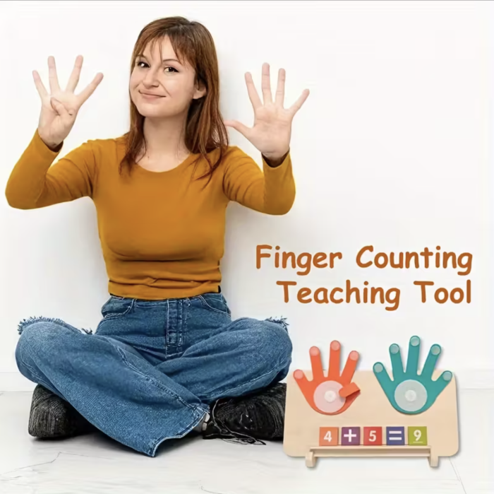 Joc Montessori din lemn pentru calcul matematic cu degete din fetru si suport, +3 ani [7]
