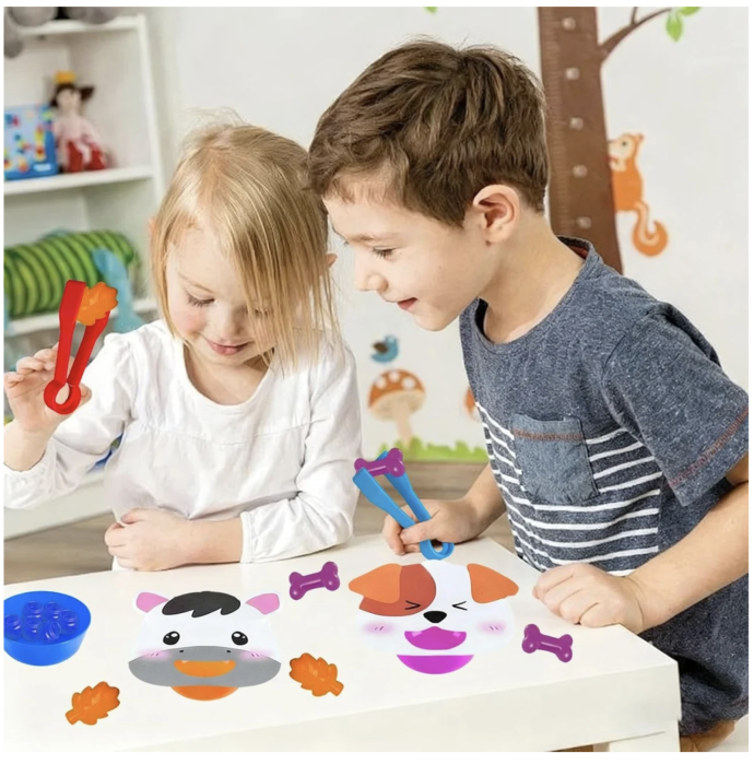 Joc Montessori de sortare culori cu piese silicon Hrana animalelor, 50 piese, 3 ani+ [2]