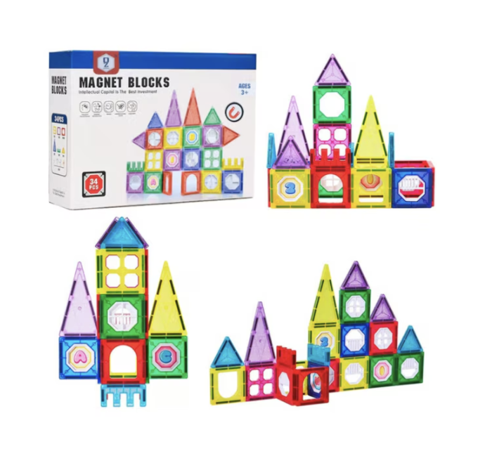 Set 34 piese magnetice de constructie, multicolor, 3 ani+ [3]