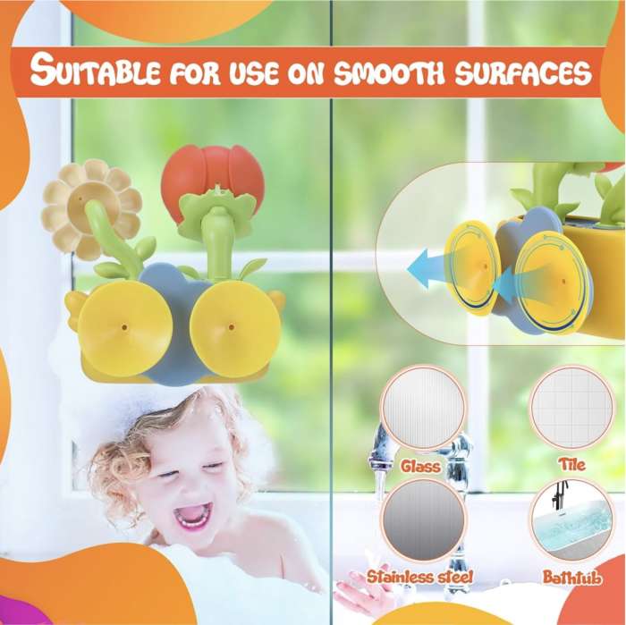 Set jucarie interactiva de baie Flori vesele cu ventuze pentru copii 18 luni+ [6]