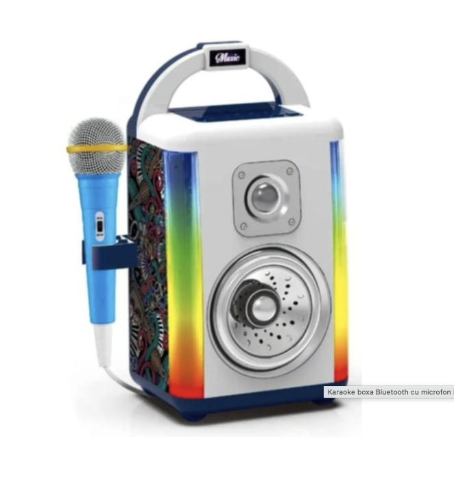 Boxa Karaoke Multifunctionala cu Lumini LED si Microfon
