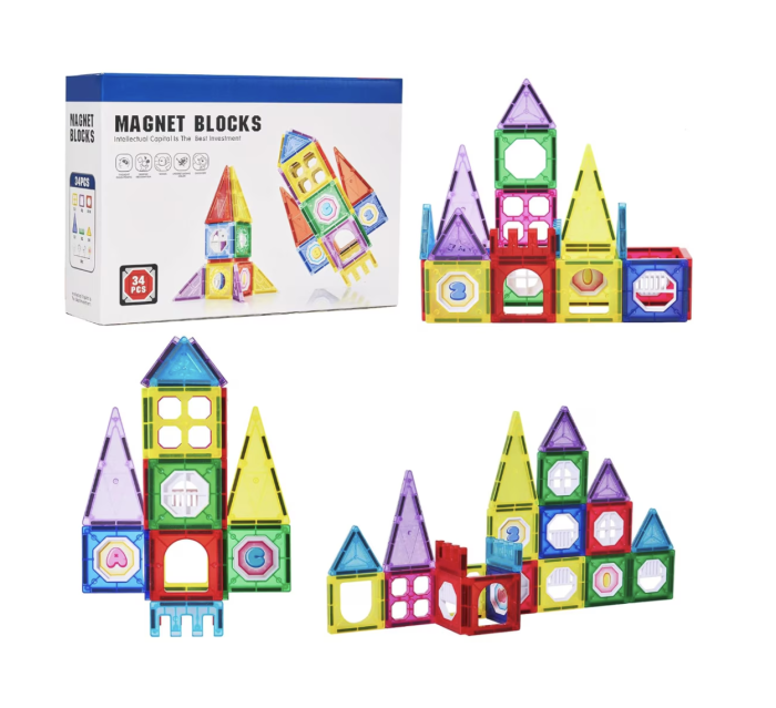 Set 34 piese magnetice de constructie, multicolor, 3 ani+ [4]
