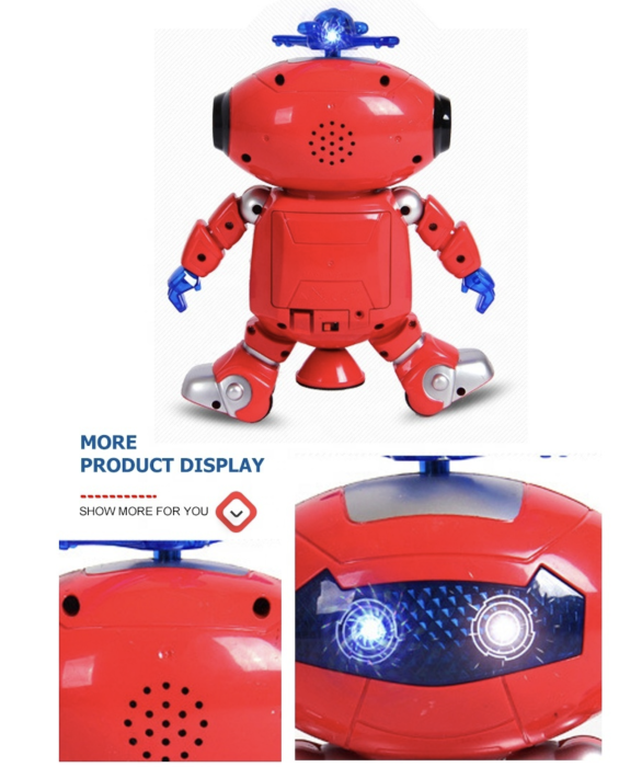 Robot Interactiv Dansator Rotire 360 Grade Muzica Si Lumini Colorate Rosu 3 Ani [3]