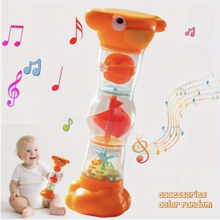Jucarie zornaitoare tip clepsidra cu bilute si sunet de ploaie pentru bebelusi 6 luni+ [6]