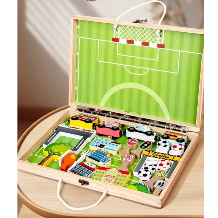 Joc 2 in 1 Circuit cu masini City si Pucket Game, din lemn [4]