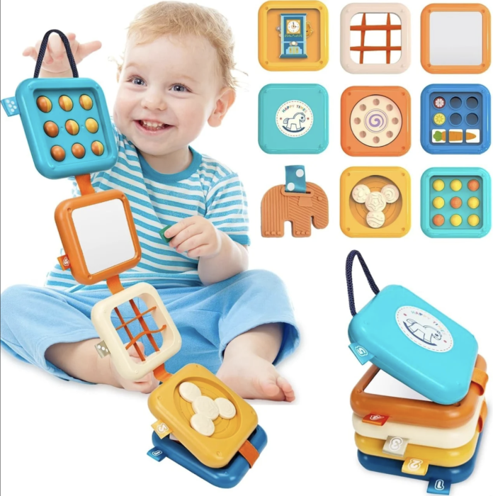 Busy Cube pliabil cu 8 activitati senzoriale Montessori pentru copii 12 luni+ [3]