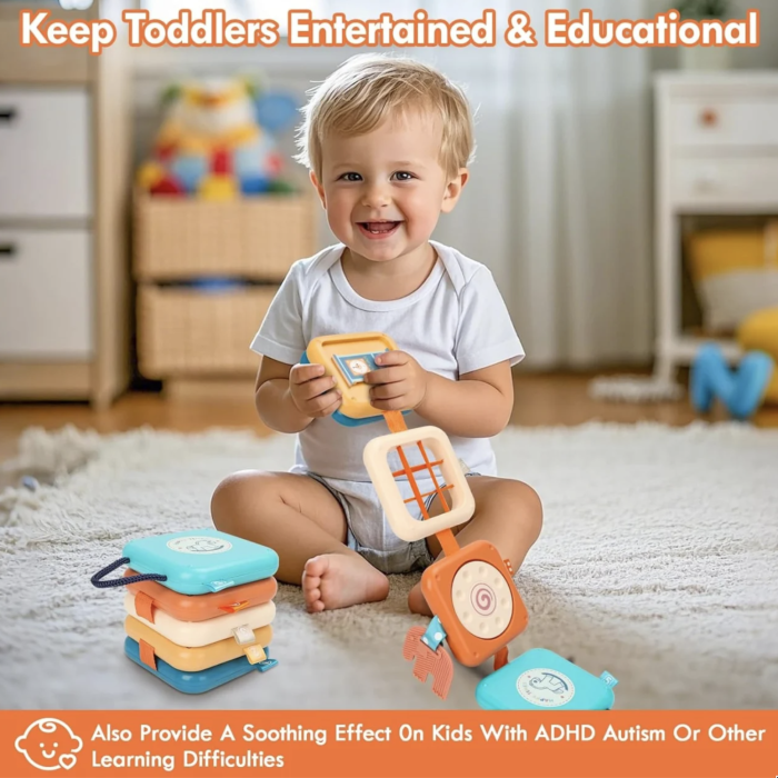 Busy Cube pliabil cu 8 activitati senzoriale Montessori pentru copii 12 luni+ [7]