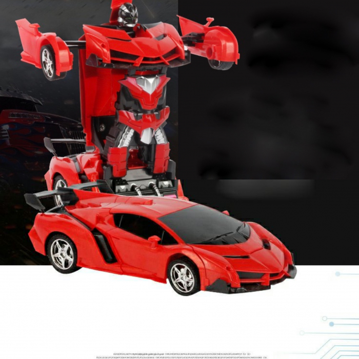 Robot Transformer, masina si robot, cu telecomanda, rosu [2]