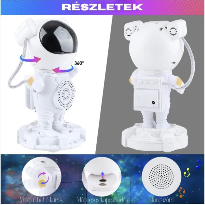Proiector stele astronaut cu boxa Bluetooth, telecomanda, rotatie 360° [2]