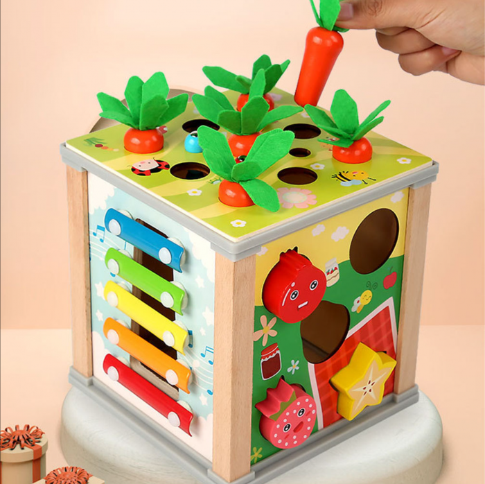 Cub multifunctional Montessori 6 in 1 cu Ciocanitoare, din lemn [3]