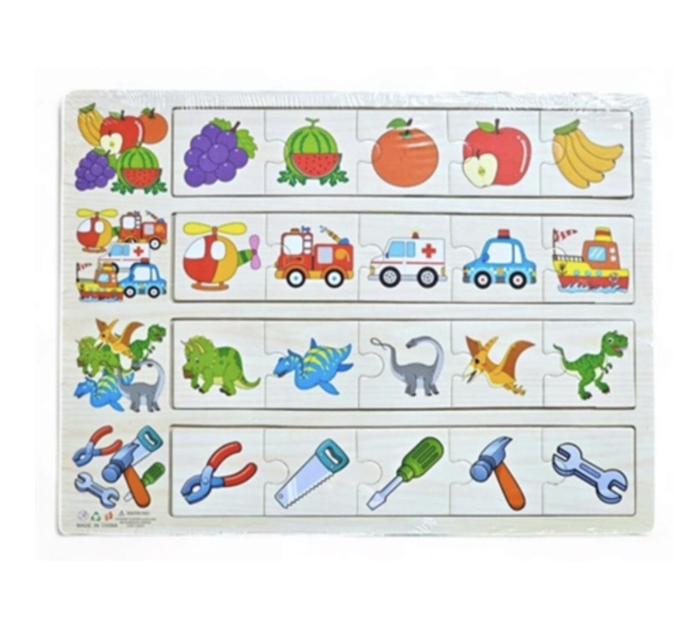 Joc educativ Plansa din lemn cu 4 categorii de puzzle de asociere [2]