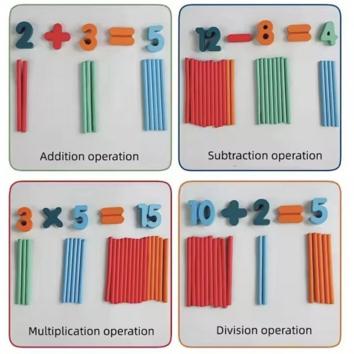 Cutie de invatare cu tangram, cifre, semne matematice, din lemn [8]