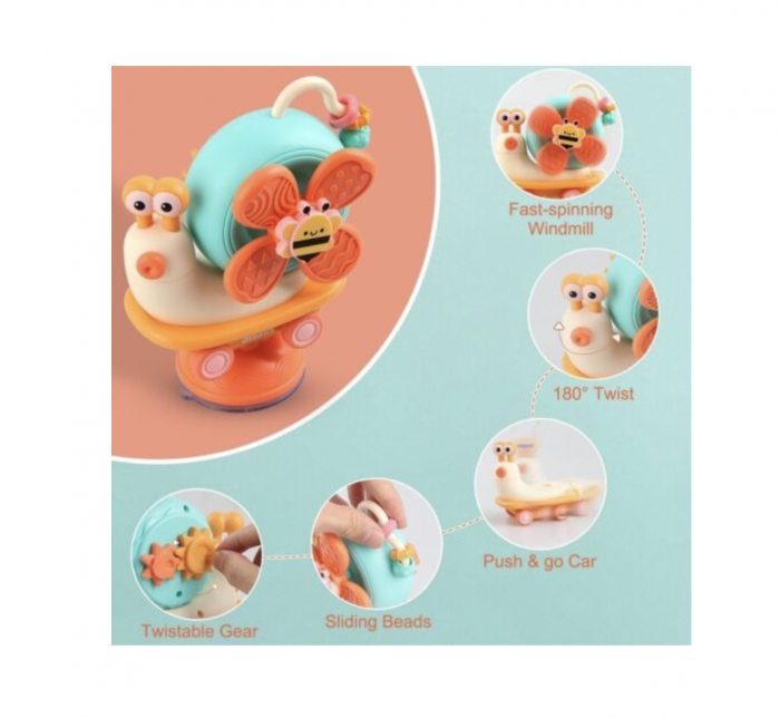 Jucarie interactiva bebelusi Melc cu sunete, butoane si dentitie [5]