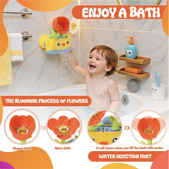 Set jucarie interactiva de baie Flori vesele cu ventuze pentru copii 18 luni+ [3]
